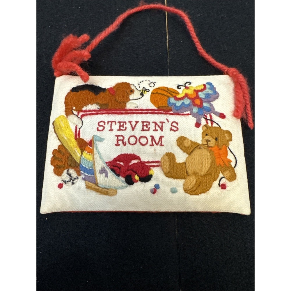 VINTAGE SUNSET JIFFY STITCHERY Steven's ROOM CREWEL EMBROIDERY Plackard 1980'S